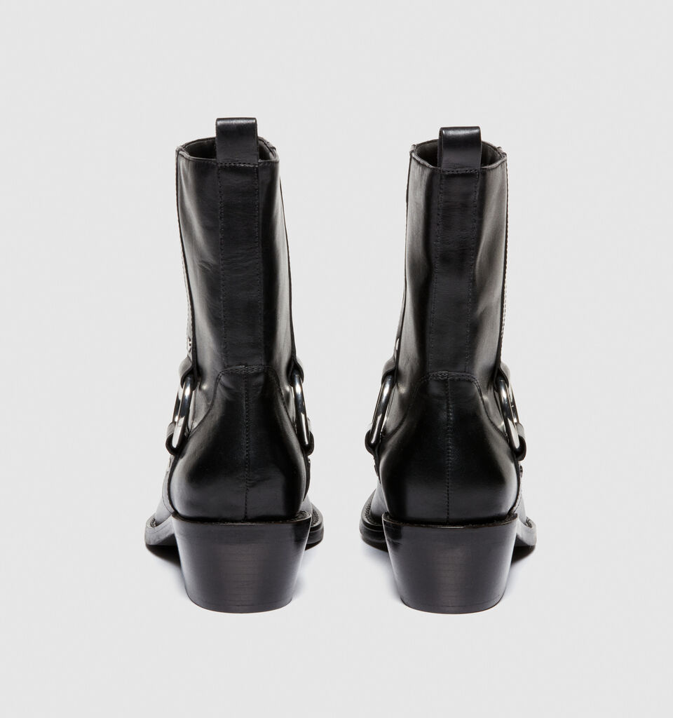 Ankle boots with metal ring - women's boots and ankle boots - Black | Sisley image number 3